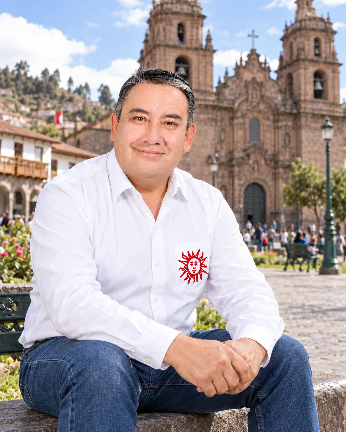 Eulogio Tapia Deza en la Plaza de Armas del Cusco
